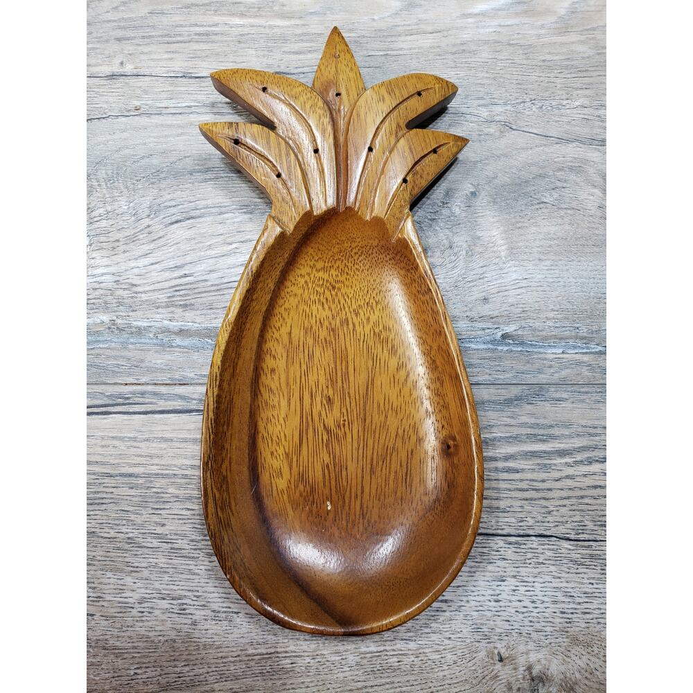 Waikiki Woods Monkey Pod Wooden Pineapple Dish Handmade in Hawaii